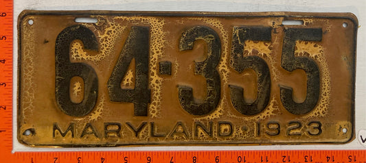 1923 Maryland #64-355 Passenger License Plate