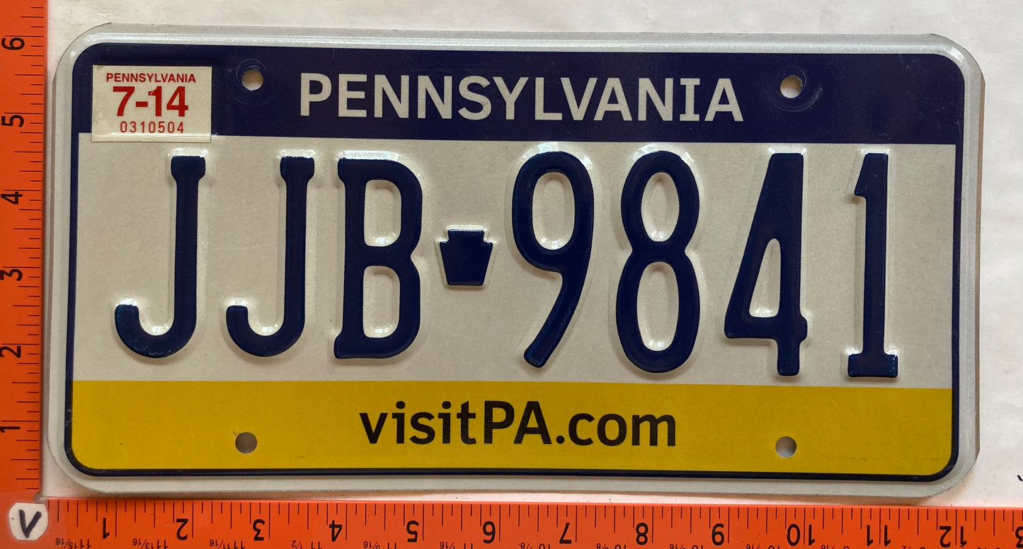 2014 Pennsylvania #JJB 9841 Passenger License Plate