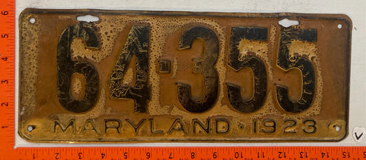 1923 Maryland #64-355 Passenger License Plate