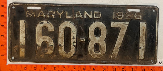 1926 Maryland #160-871 Passenger License Plate