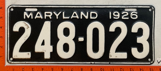1926 Maryland #248-023 Passenger License Plate (repaint)