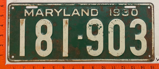 1930 Maryland #181-903 Passenger License Plate