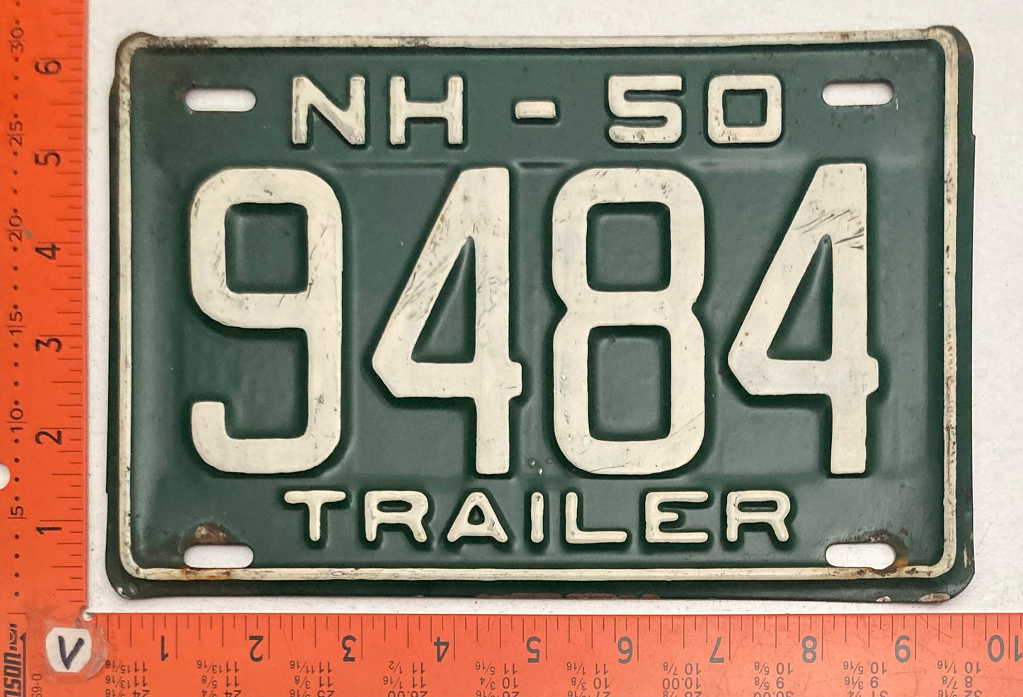 1950 New Hampshire #9484 Trailer License Plate