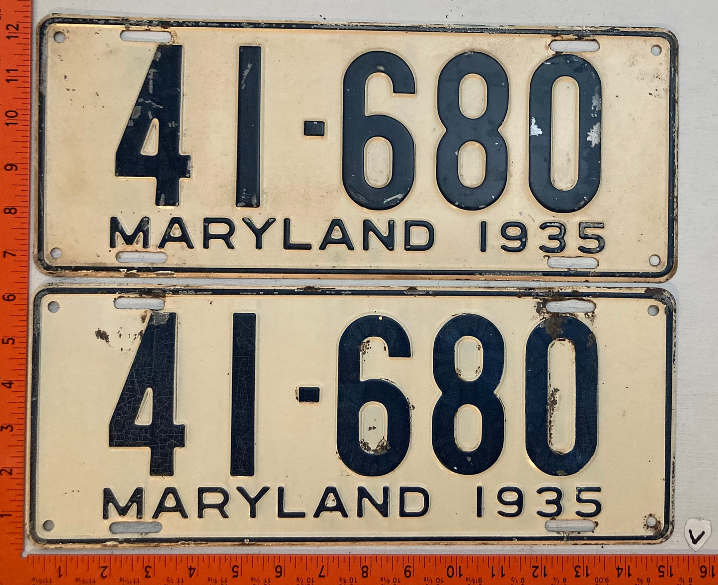 1935 Maryland #41-680 Passenger License Plate (Pair)