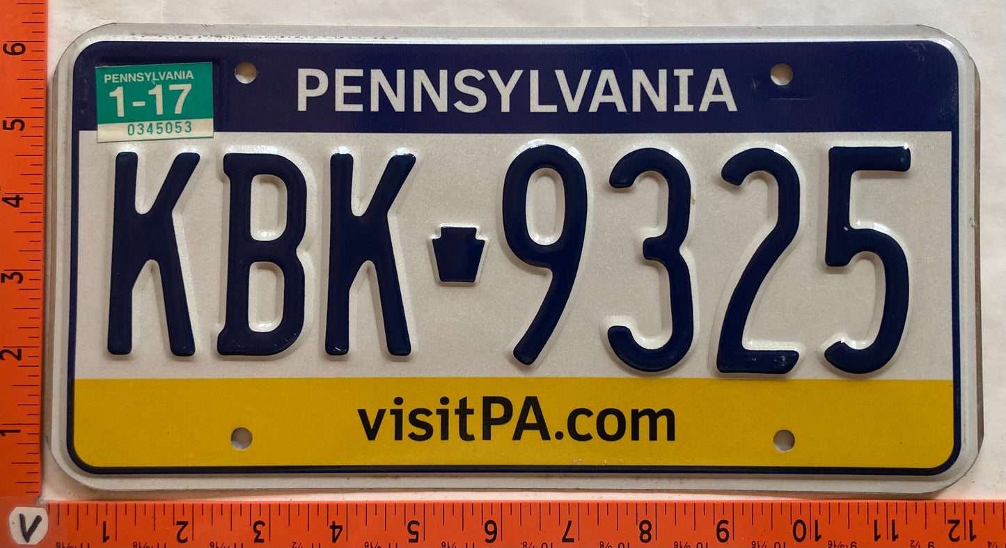 2017 Pennsylvania #KBK 9325 Passenger License Plate