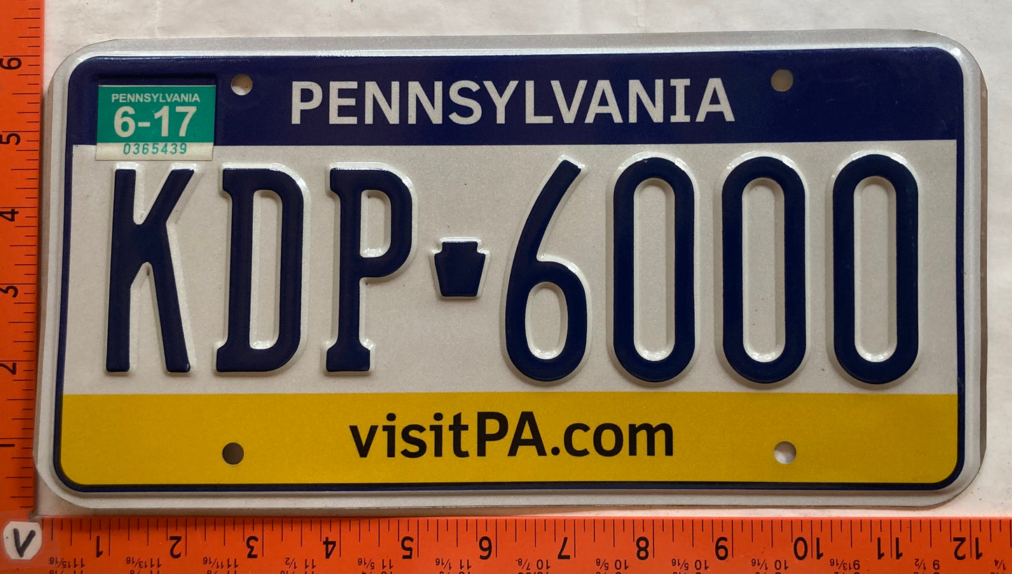 2017 Pennsylvania #KDP 6000 Passenger License Plate