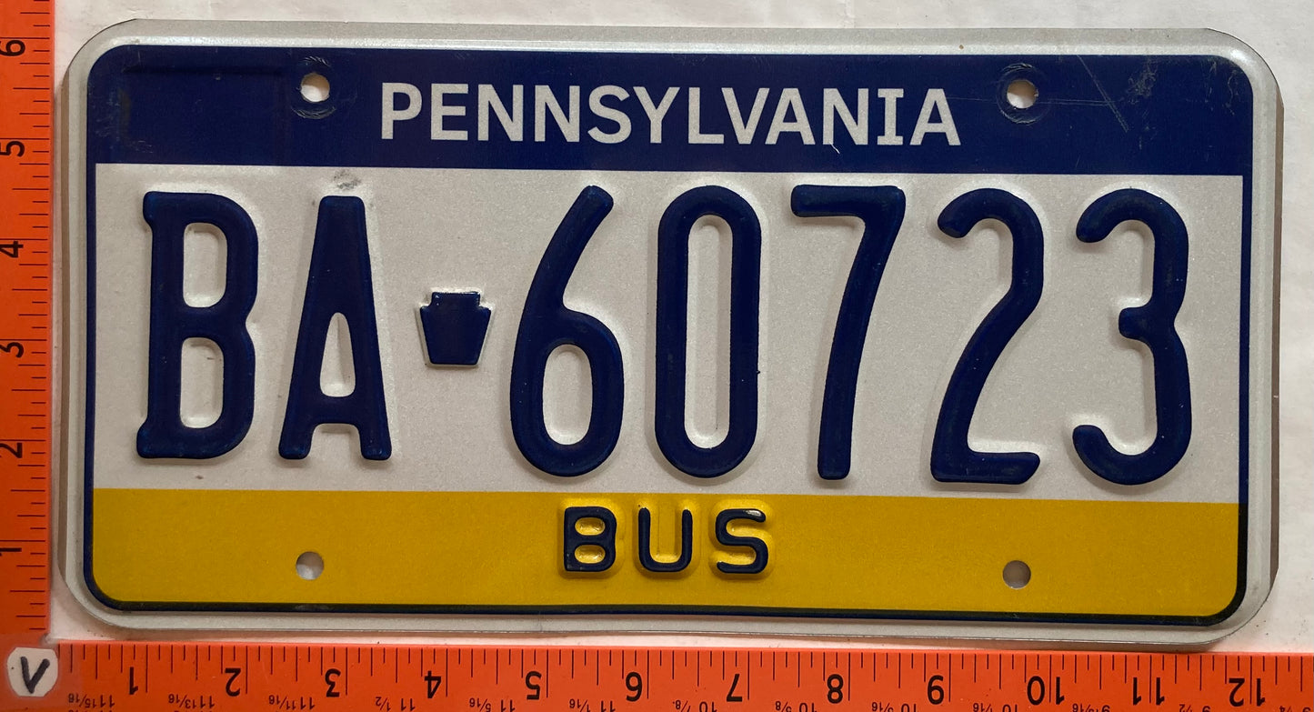 Undated Pennsylvania #BA 60723 Bus License Plate