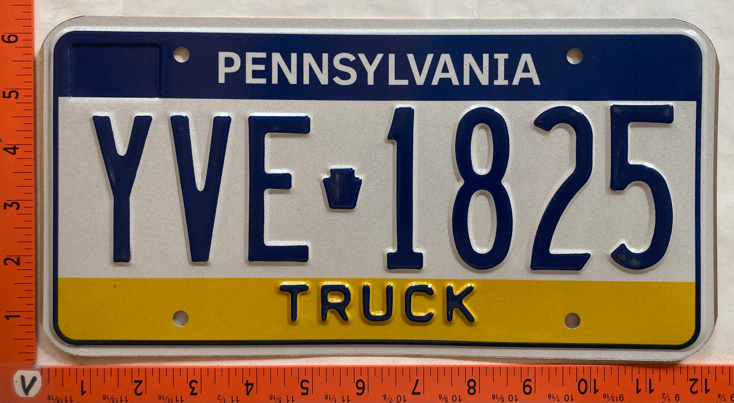 Undated Pennsylvania #YVE 1825 Truck License Plate