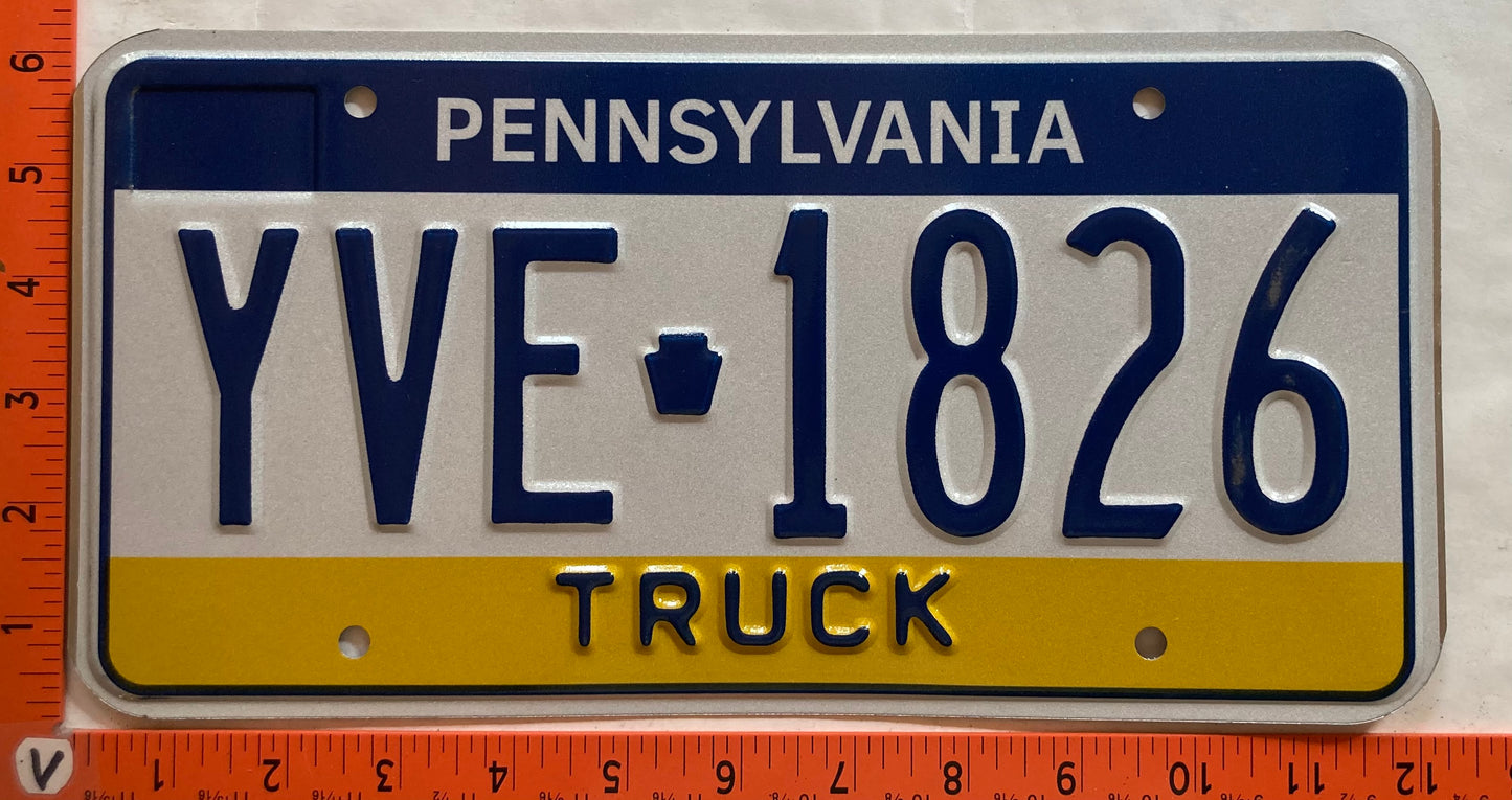 Undated Pennsylvania #YVE 1826 Truck License Plate