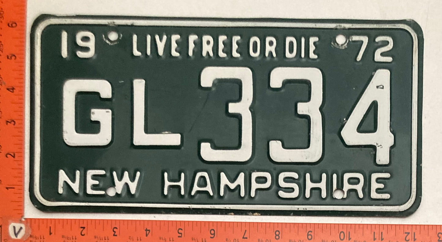 1972 New Hampshire #G/L 334 Passenger License Plate