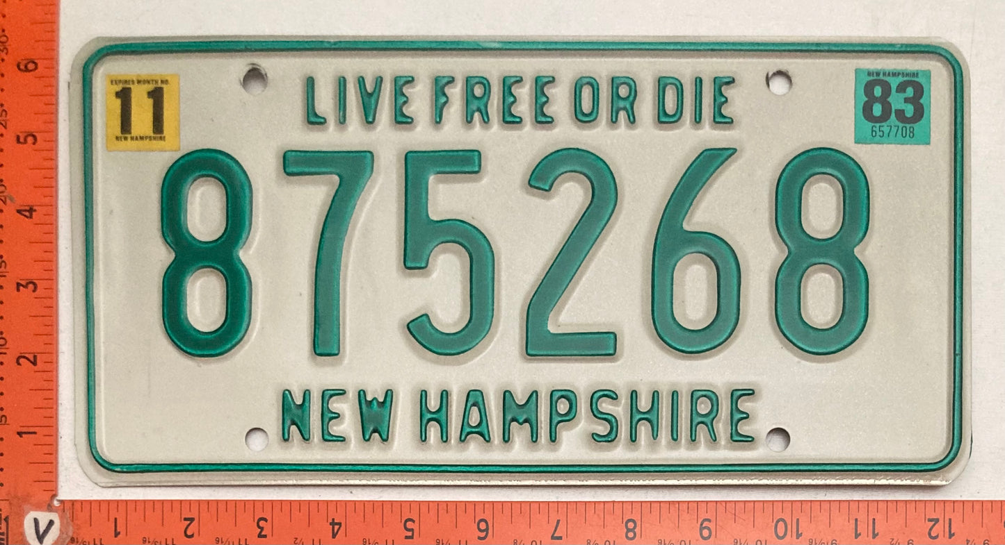 1983 New Hampshire #875268 Passenger License Plate