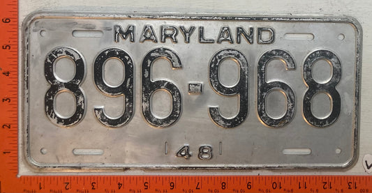 1948 Maryland #896-968 Passenger License Plate