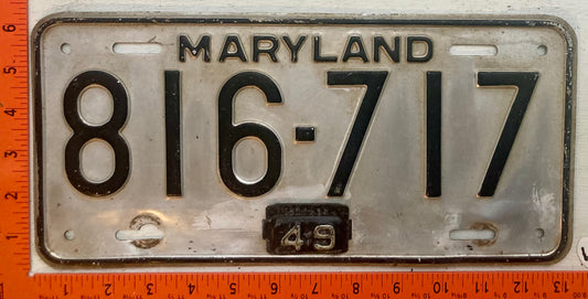 1949 Maryland #816-717 Passenger License Plate