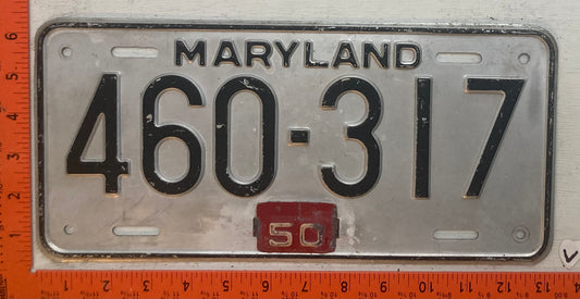 1950 Maryland #460-317 Passenger License Plate