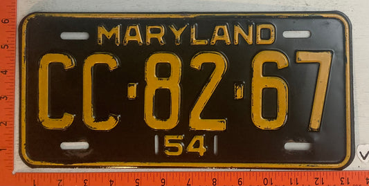 1954 Maryland #CC-82-67 Passenger License Plate