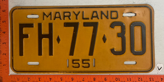 1955 Maryland #FH-77-30 Passenger License Plate