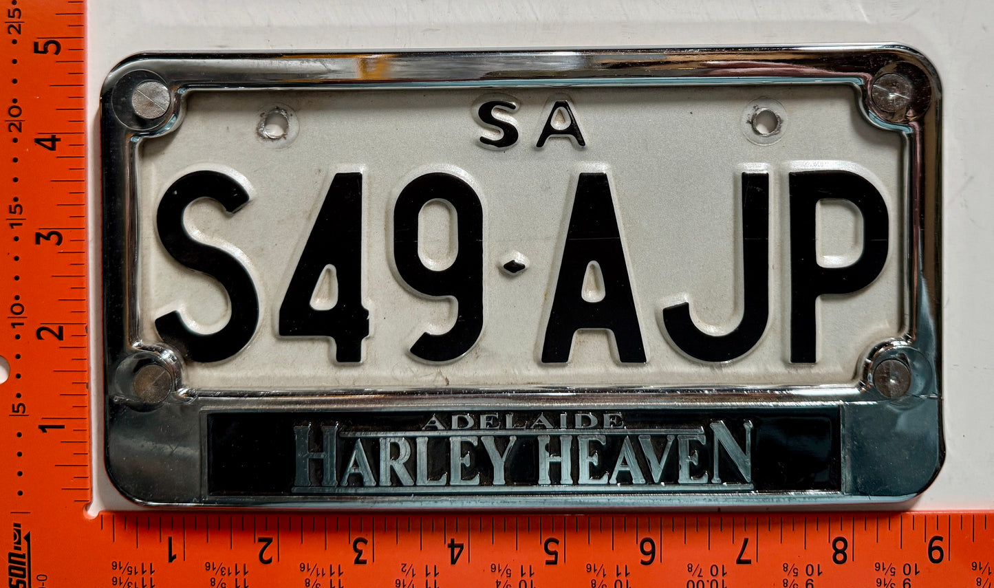 undated South Australia #S49-AJP Motorcycle License Plate