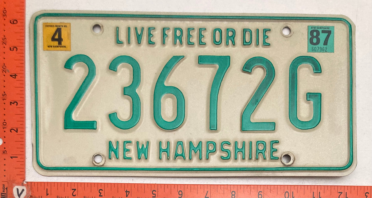 1987 New Hampshire #23672G Passenger License Plate