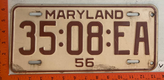 1956 Maryland #35-08-EA Truck License Plate