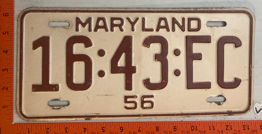 1956 Maryland #16-43-EC Truck License Plate