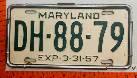 1957 Maryland #DH-88-79 Passenger License Plate