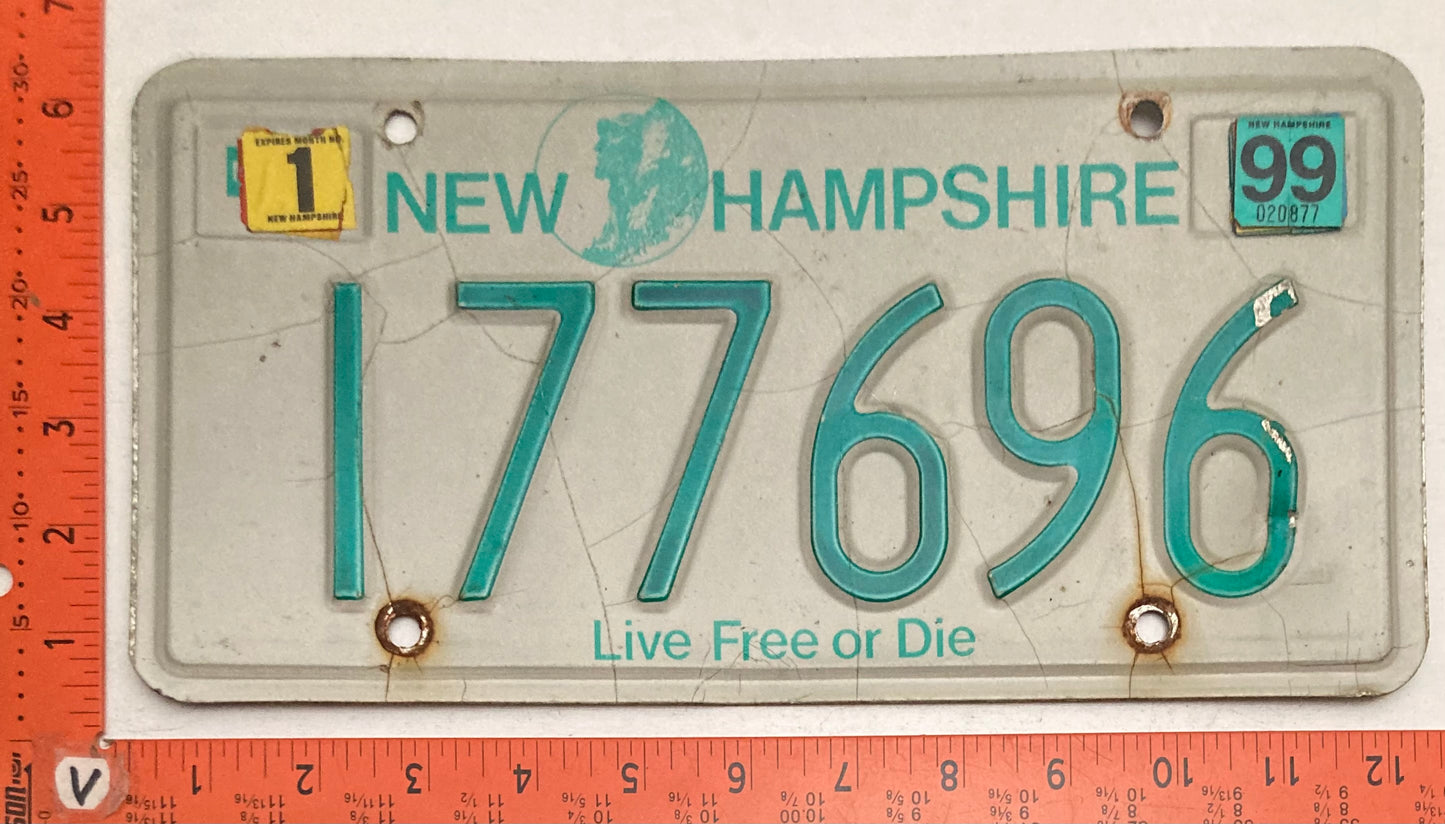 1999 New Hampshire #177696 Passenger License Plate