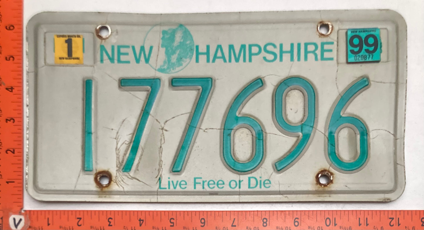 1999 New Hampshire #177696 Passenger License Plate
