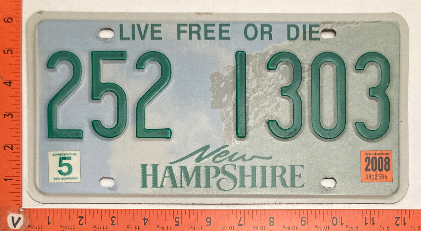 2008 New Hampshire #252 1303 Passenger License Plate