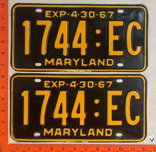 1967 Maryland #1744-EC Truck License Plate (Pair)