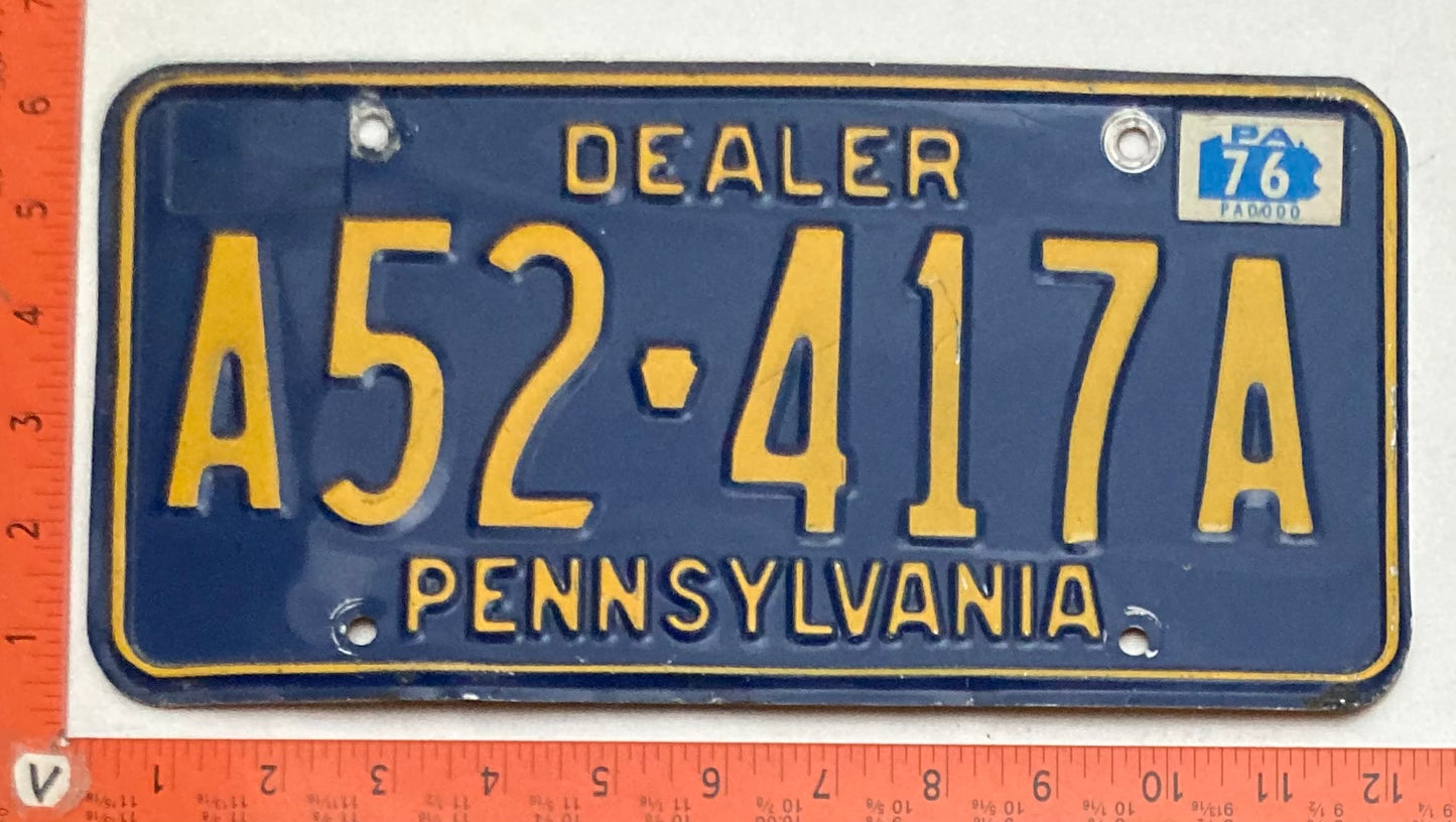 1976 Pennsylvania #A52-417A Dealer License Plate