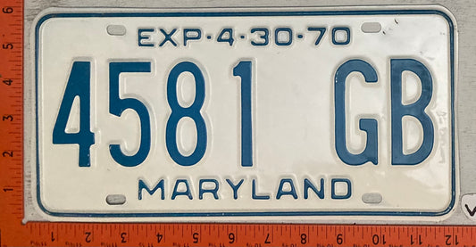1970 Maryland #4581 GB Trailer License Plate