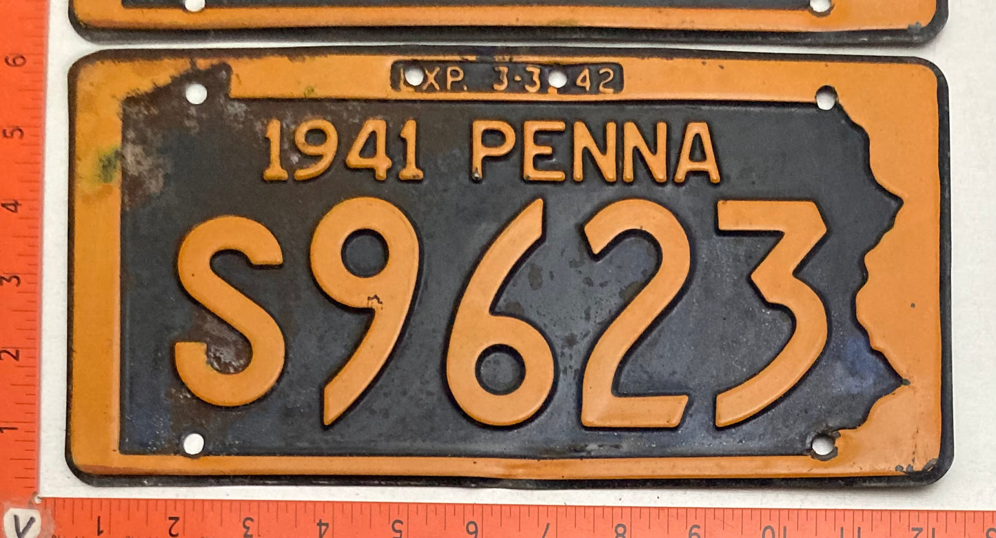 1941 Pennsylvania #S9623 Passenger License Plate (Pair)