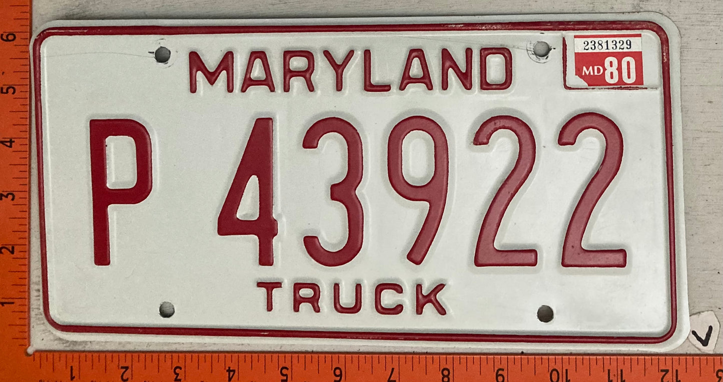 1980 Maryland #P 43922 Truck License Plate