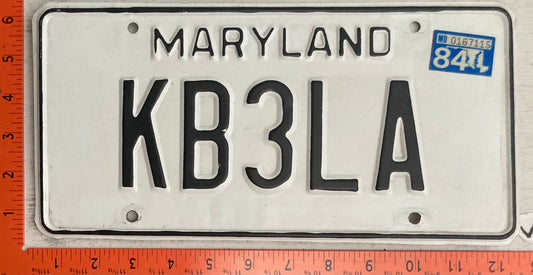 1984 Maryland #KB3LA Ham Radio License Plate