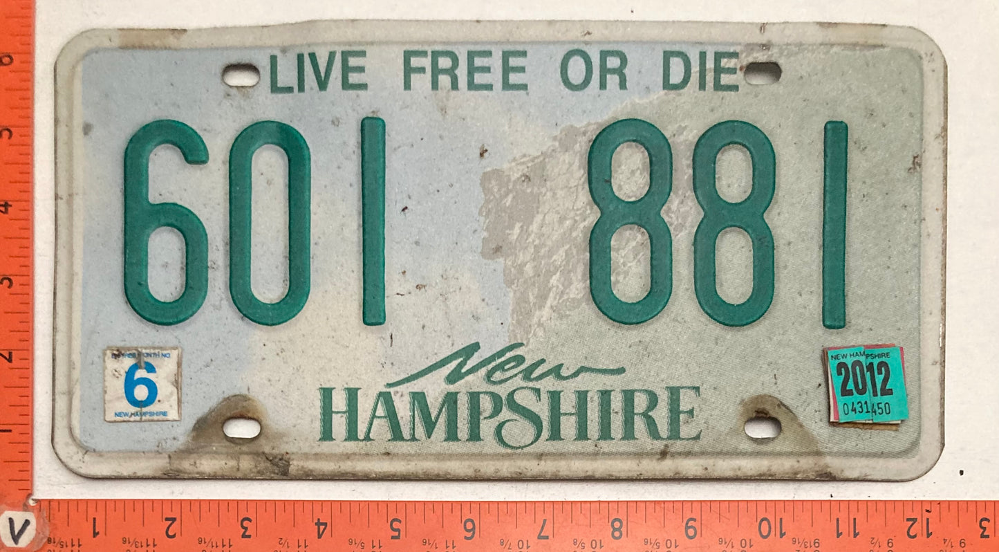 2012 New Hampshire #601-881 Passenger License Plate CRAFT