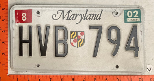 2002 Maryland #HVB 794 Passenger License Plate
