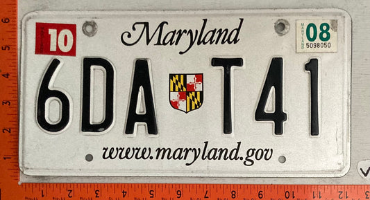 2008 Maryland #6DA T41 Passenger License Plate