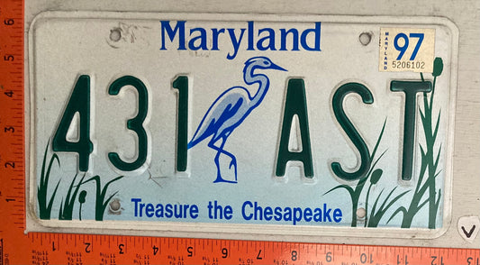 1997 Maryland #431 AST Treasure the Chesapeake License Plate