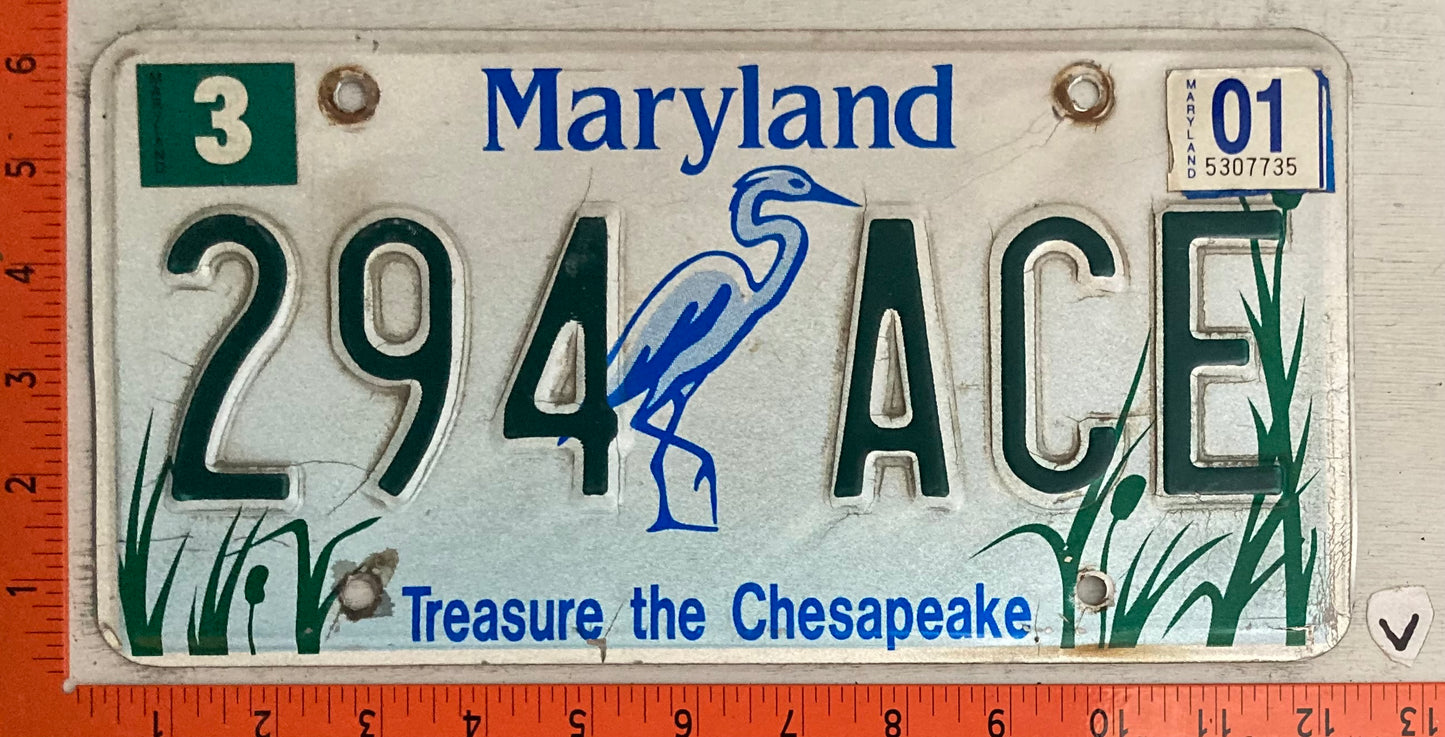 2001 Maryland #294 ACE Treasure the Chesapeake License Plate