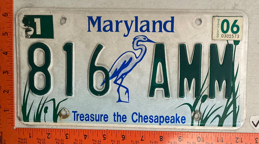 2006 Maryland #816 AMM Treasure the Chesapeake License Plate