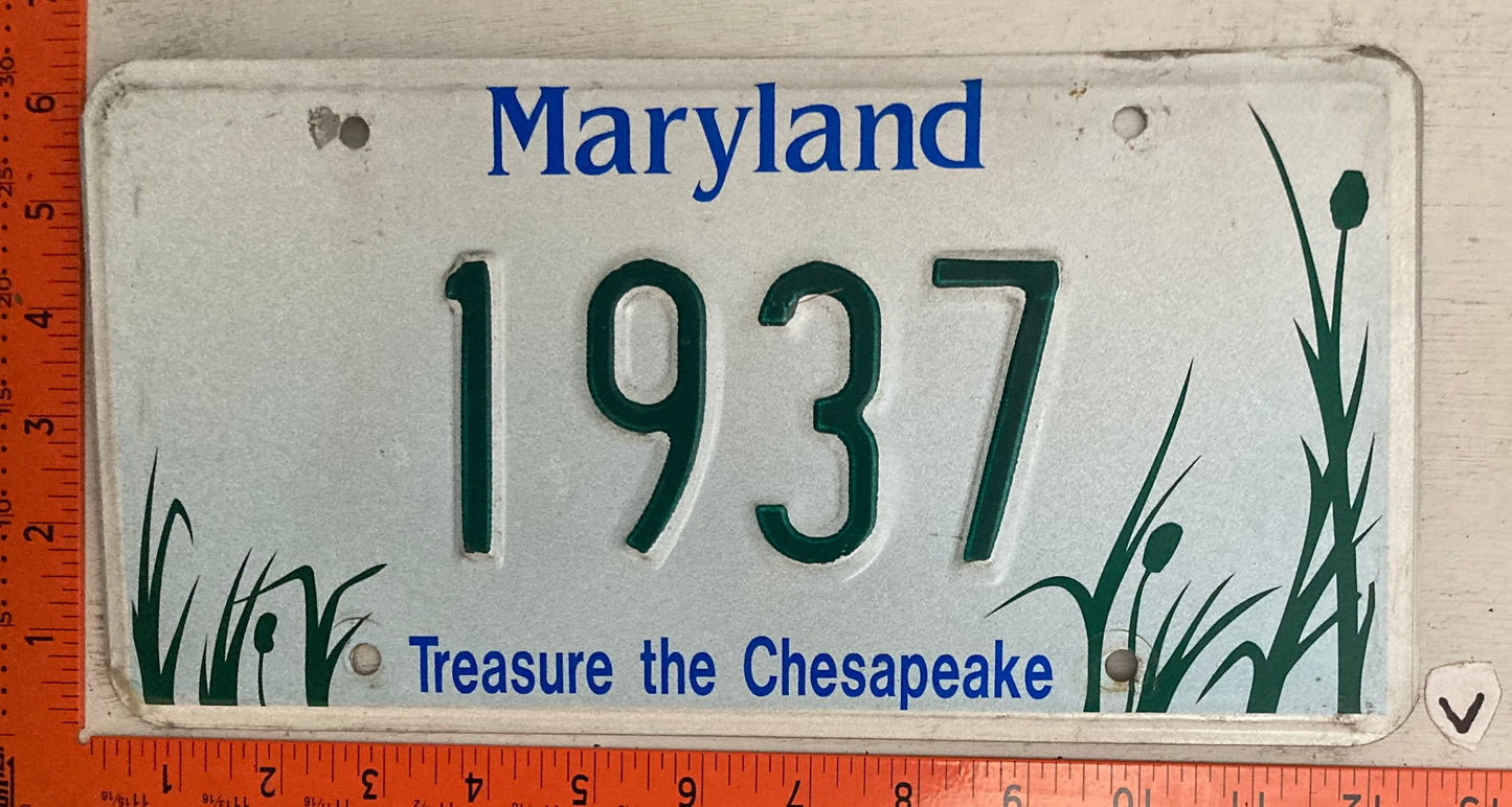 Undated Maryland #1937 Treasure the Chesapeake Vanity License Plate