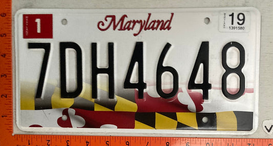 2019 Maryland #7DH4648 Passenger License Plate