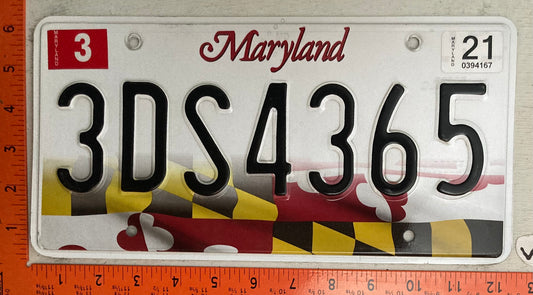 2021 Maryland #3DS4365 Passenger License Plate