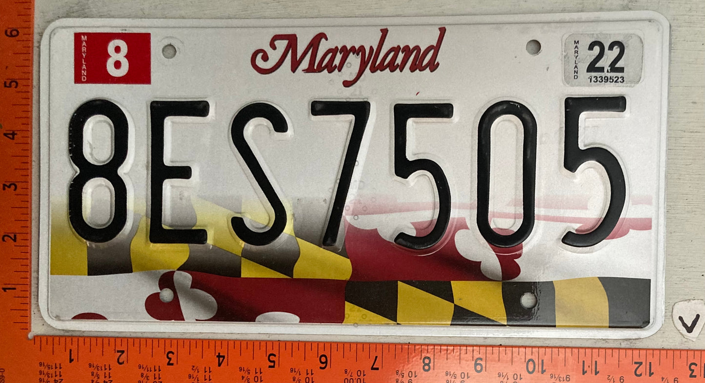 2022 Maryland #8ES7505 Passenger License Plate