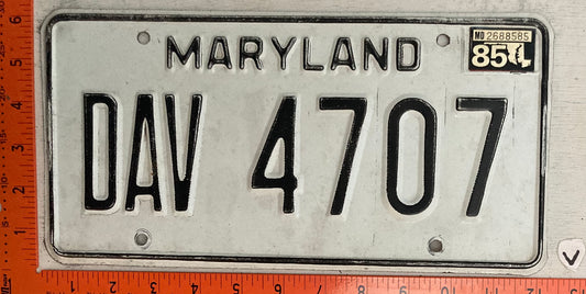 1985 Maryland #DAV 4707 Disabled Veteran License Plate