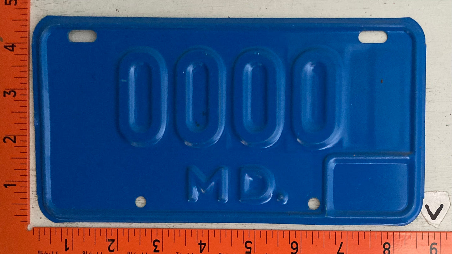 Undated Maryland #0000 Motorcycle Sample License Plate