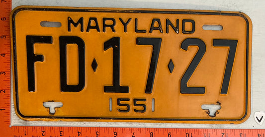 1955 Maryland #FD-17-27 Fire Department Passenger License Plate