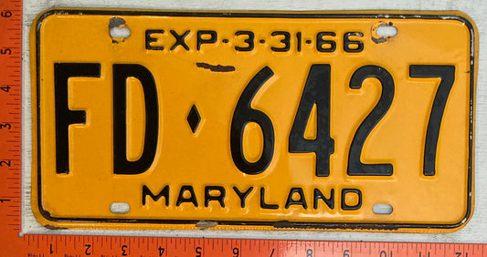 1966 Maryland #FD-6427 Fire Department Passenger License Plate