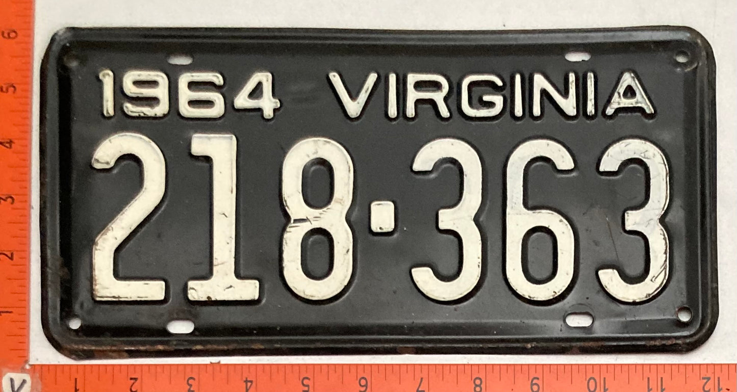 1964 Virginia #218-363 Passenger License Plate