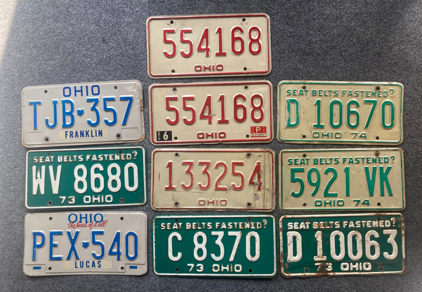 Group of 10 Ohio Passenger License Plates (Crafter)